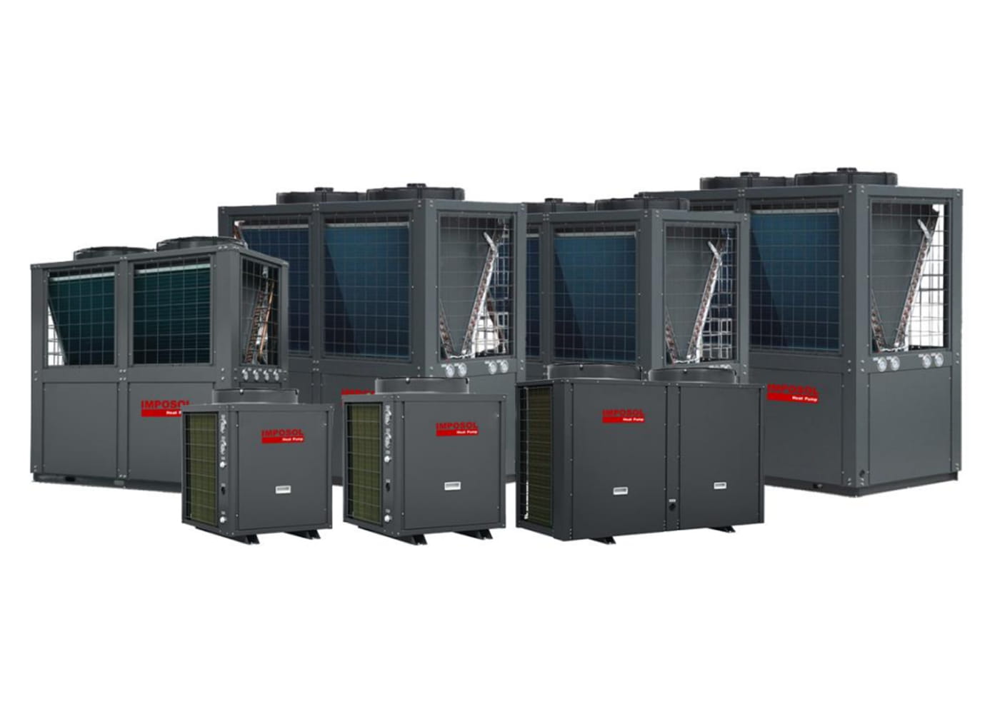 26 kW / 33 kW / 52 kW / 63 kW Sabit Hızlı Ticari Havadan Suya Isı Pompası 75-80C Yüksek Sıcaklık Sıcak Su