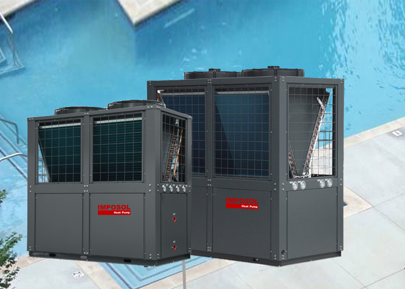 60 kW / 80 kW Sabit Hızlı Ticari Havadan Suya Isı Pompası Isıtma / Soğutma Yüzme Havuzu